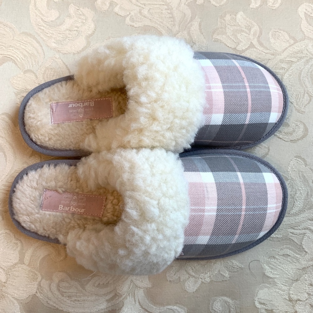 BARBOUR Lydia pink/grey tartan mule slipper - Picture 5 of 11
